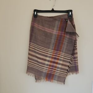 Ralph Lauren Asymmetrical Plaid Wrap Skirt in Northwood Brown Plaid